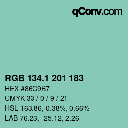 Color code: RGB 134.1 201 183 | qconv.com