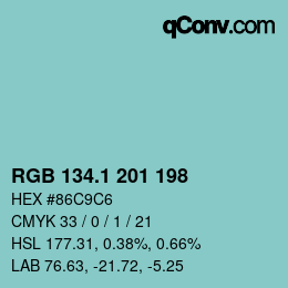 Farbcode: RGB 134.1 201 198 | qconv.com