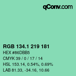 カラーコード: RGB 134.1 219 181 | qconv.com