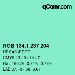 カラーコード: RGB 134.1 237 204 | qconv.com