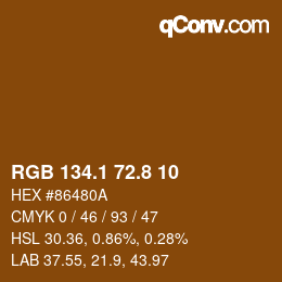 Farbcode: RGB 134.1 72.8 10 | qconv.com
