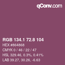 カラーコード: RGB 134.1 72.8 104 | qconv.com