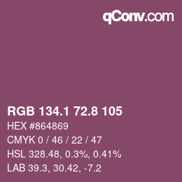 カラーコード: RGB 134.1 72.8 105 | qconv.com
