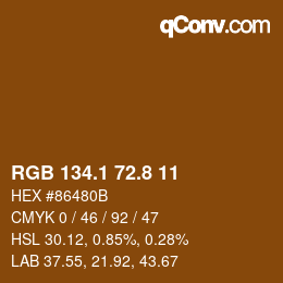 Color code: RGB 134.1 72.8 11 | qconv.com
