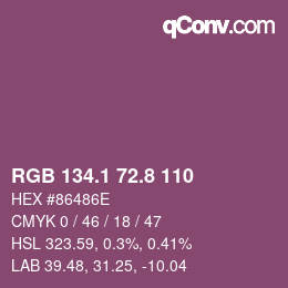カラーコード: RGB 134.1 72.8 110 | qconv.com
