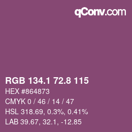 カラーコード: RGB 134.1 72.8 115 | qconv.com