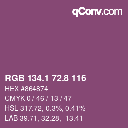 カラーコード: RGB 134.1 72.8 116 | qconv.com