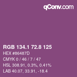 カラーコード: RGB 134.1 72.8 125 | qconv.com