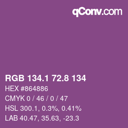 カラーコード: RGB 134.1 72.8 134 | qconv.com