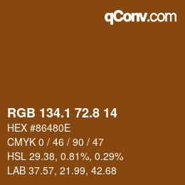 カラーコード: RGB 134.1 72.8 14 | qconv.com