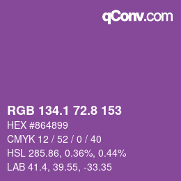 カラーコード: RGB 134.1 72.8 153 | qconv.com