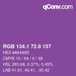 カラーコード: RGB 134.1 72.8 157 | qconv.com