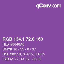 カラーコード: RGB 134.1 72.8 160 | qconv.com