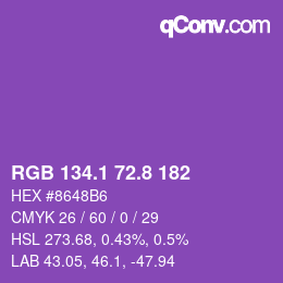 カラーコード: RGB 134.1 72.8 182 | qconv.com