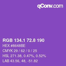 カラーコード: RGB 134.1 72.8 190 | qconv.com