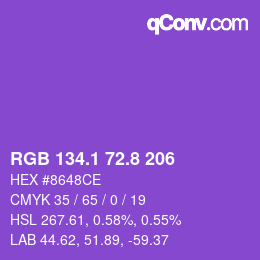 カラーコード: RGB 134.1 72.8 206 | qconv.com