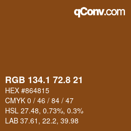 Farbcode: RGB 134.1 72.8 21 | qconv.com