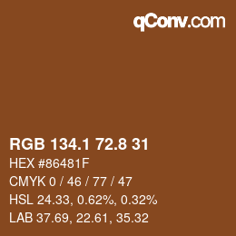 Farbcode: RGB 134.1 72.8 31 | qconv.com