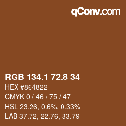 Farbcode: RGB 134.1 72.8 34 | qconv.com
