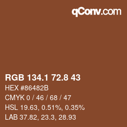 Color code: RGB 134.1 72.8 43 | qconv.com
