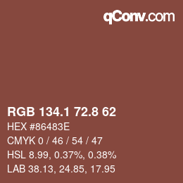Color code: RGB 134.1 72.8 62 | qconv.com