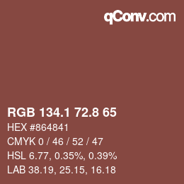 Color code: RGB 134.1 72.8 65 | qconv.com
