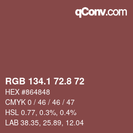 Color code: RGB 134.1 72.8 72 | qconv.com