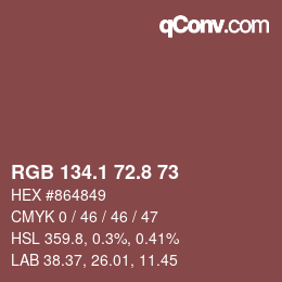 Color code: RGB 134.1 72.8 73 | qconv.com