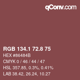 Color code: RGB 134.1 72.8 75 | qconv.com