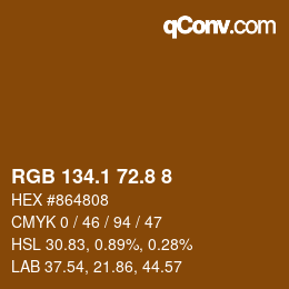 Farbcode: RGB 134.1 72.8 8 | qconv.com