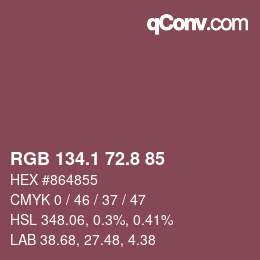 カラーコード: RGB 134.1 72.8 85 | qconv.com