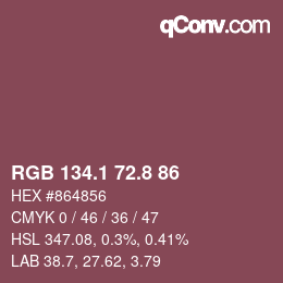 Color code: RGB 134.1 72.8 86 | qconv.com