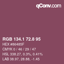 カラーコード: RGB 134.1 72.8 95 | qconv.com