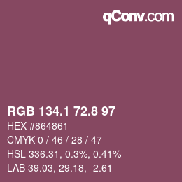 Color code: RGB 134.1 72.8 97 | qconv.com