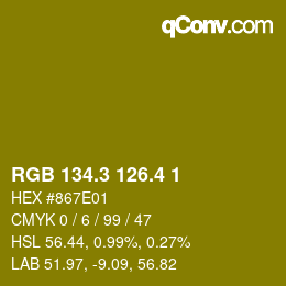カラーコード: RGB 134.3 126.4 1 | qconv.com