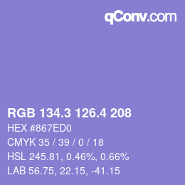 カラーコード: RGB 134.3 126.4 208 | qconv.com