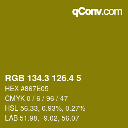 カラーコード: RGB 134.3 126.4 5 | qconv.com