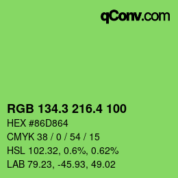 カラーコード: RGB 134.3 216.4 100 | qconv.com