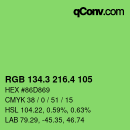 カラーコード: RGB 134.3 216.4 105 | qconv.com
