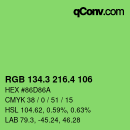 カラーコード: RGB 134.3 216.4 106 | qconv.com