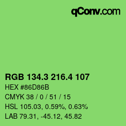 カラーコード: RGB 134.3 216.4 107 | qconv.com