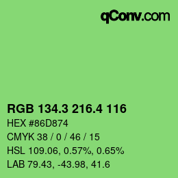 カラーコード: RGB 134.3 216.4 116 | qconv.com
