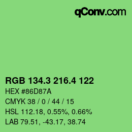 カラーコード: RGB 134.3 216.4 122 | qconv.com