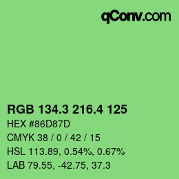 カラーコード: RGB 134.3 216.4 125 | qconv.com
