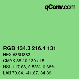 カラーコード: RGB 134.3 216.4 131 | qconv.com