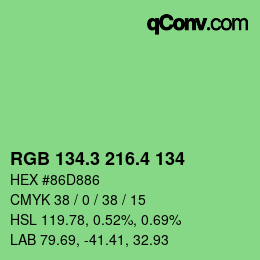 カラーコード: RGB 134.3 216.4 134 | qconv.com