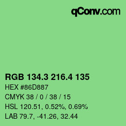 カラーコード: RGB 134.3 216.4 135 | qconv.com