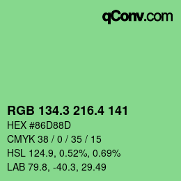 カラーコード: RGB 134.3 216.4 141 | qconv.com