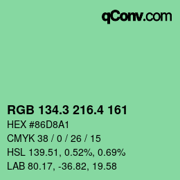 カラーコード: RGB 134.3 216.4 161 | qconv.com