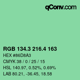 カラーコード: RGB 134.3 216.4 163 | qconv.com